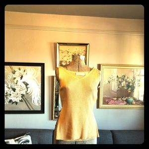 Dana Buchman shimmery, gold ribbed tank top